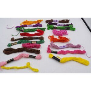 Mixed Color Embroidery Floss Threads Set Of 20 Skeins or Partials- 17 Colors Ass